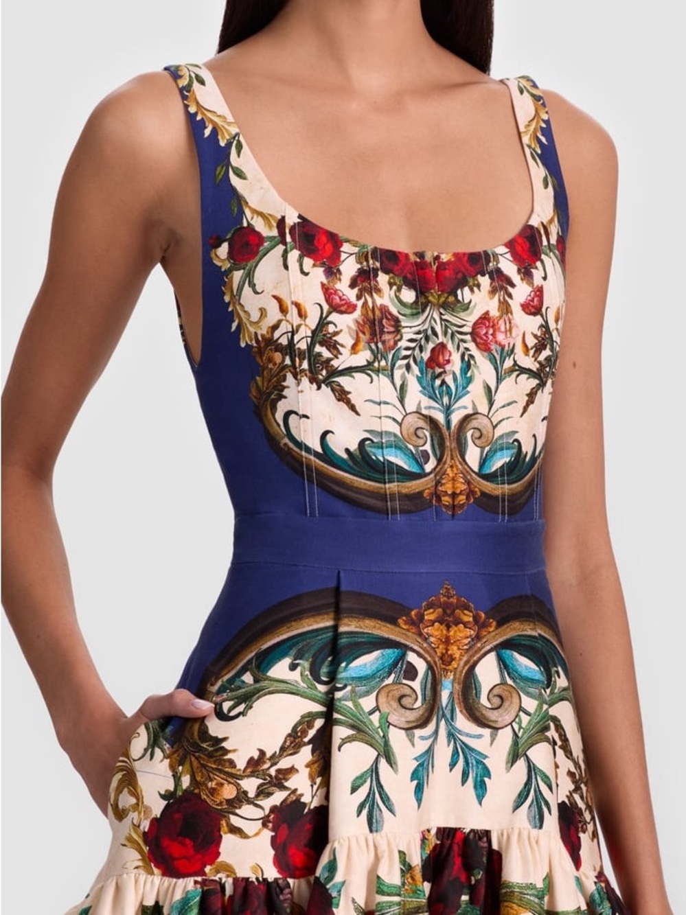 Alice + Olivia Diana Structured Midi Dress in Gilded Rose 8 - Picture 5 of 9